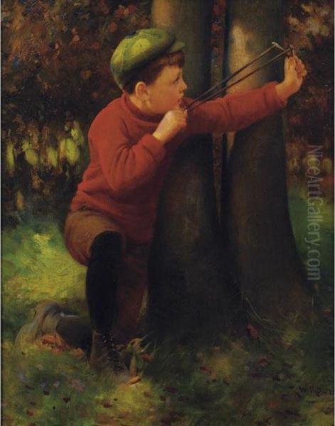 The Little Hunter Oil Painting by Karl Karol Witkowski /