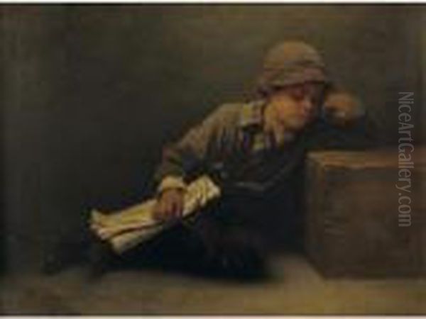 One Paper Left Oil Painting by Karl Karol Witkowski /