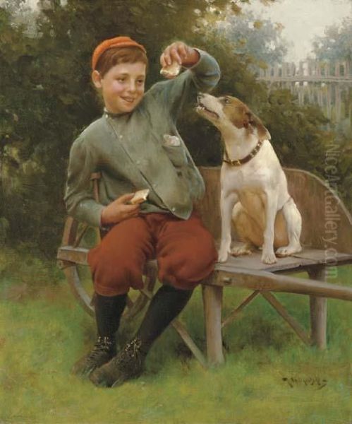 Teasing My Best Friend Oil Painting by Karl Karol Witkowski /