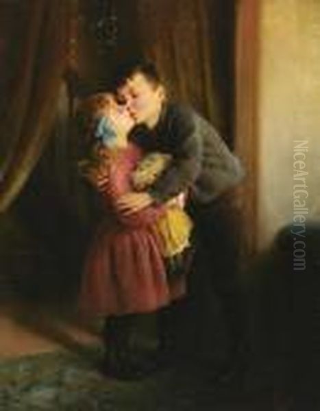 ''under The Mistletoe'' Oil Painting by Karl Karol Witkowski /