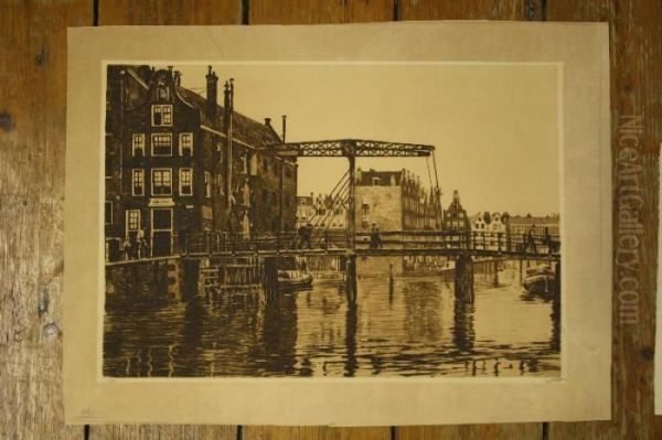 Ophaalbrug Bij Amsterdamse Pakhuizen Oil Painting by Willem Witsen