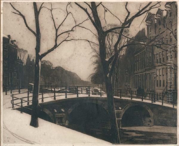 Winterse Gracht Oil Painting by Willem Witsen