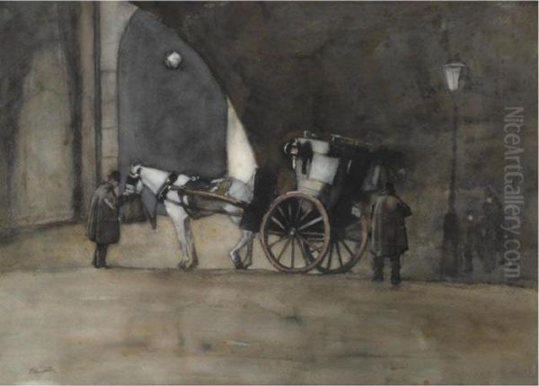 A Carriage At Waterloo Bridge, London Oil Painting by Willem Witsen