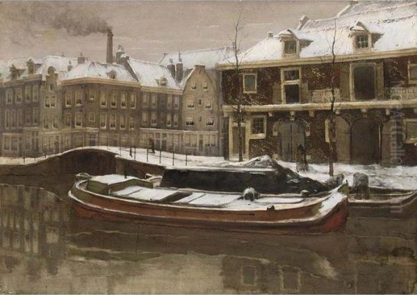 View Of The Kleine Gracht, Utrecht Oil Painting by Willem Witsen