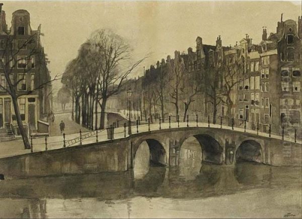 A View Of The Leidsegracht, Amsterdam Oil Painting by Willem Witsen