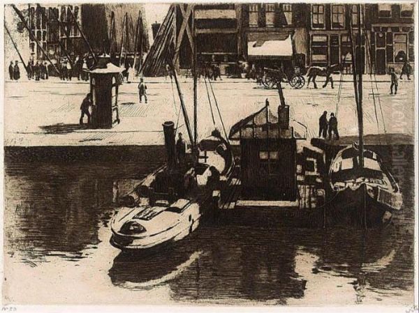 Moored Boats Oil Painting by Willem Witsen