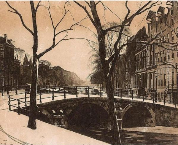 A View Of The Herengracht Oil Painting by Willem Witsen