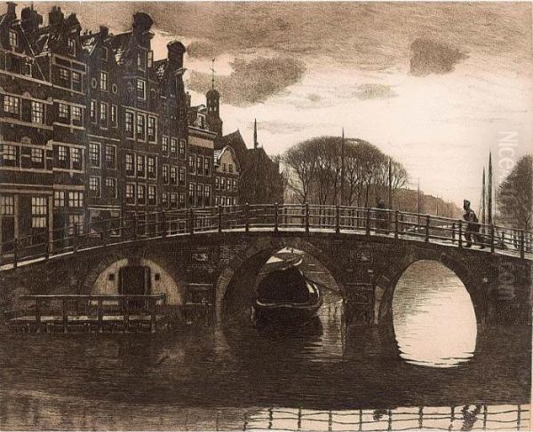 A View Of The Brouwersgracht Oil Painting by Willem Witsen