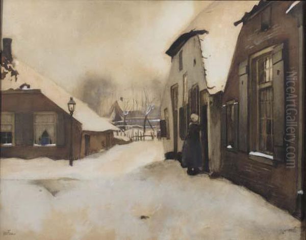 Dorpsbuurt Te Ede: A View In The Village Of Ede Oil Painting by Willem Witsen