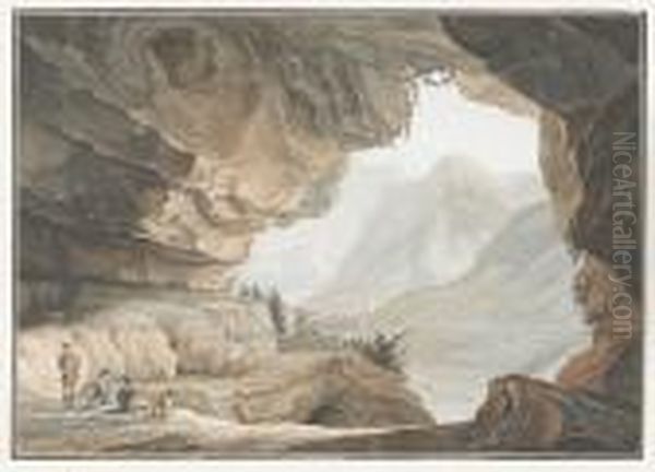 Vue De La Caverne Du Dragon Dans Le Canton D'unterwalden. Oil Painting by Caspar Wolf