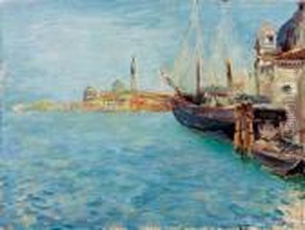 Canale Della Giudecca Oil Painting by Teodoro Wolf-Ferrari