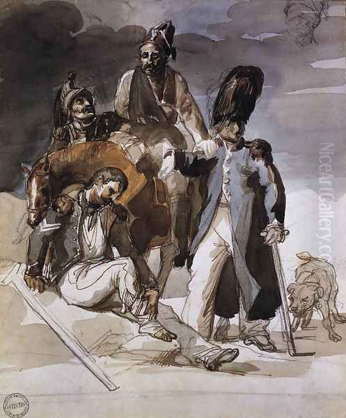 Wounded Soldiers Retrating from Russia c. 1814 Oil Painting by Theodore Gericault