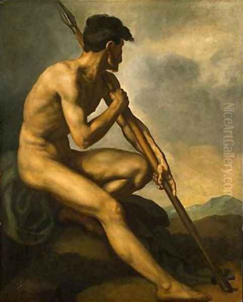 Nude Warrior with a Spear Oil Painting by Theodore Gericault