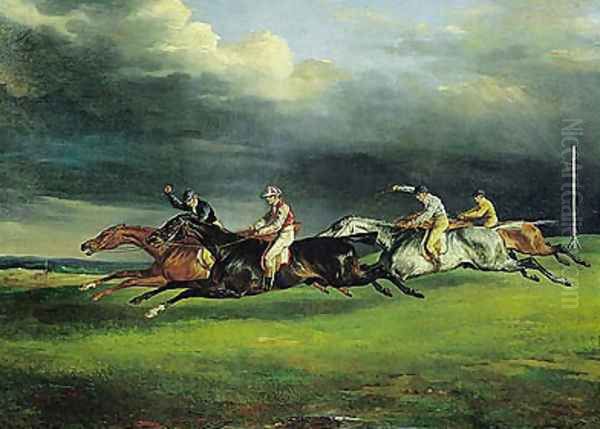 Derby at Epsom Oil Painting by Theodore Gericault