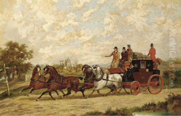 The Mail Coach; And The Hull Coach Oil Painting by Dean Wolstenholme, Snr.