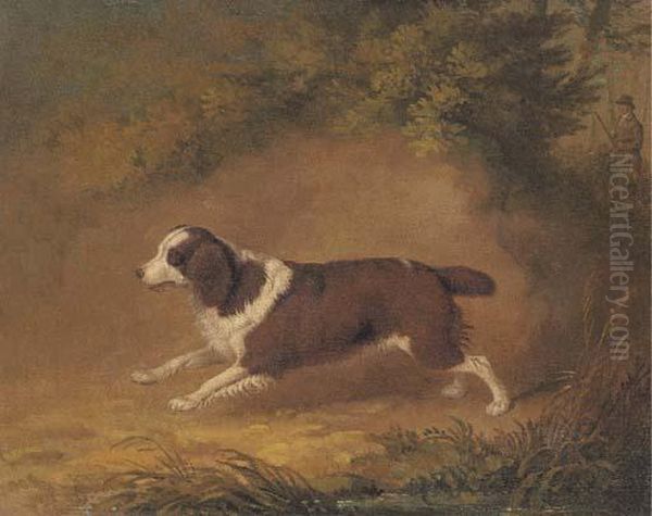 Fanny, A Favourite Spaniel Oil Painting by Dean Wolstenholme, Snr.