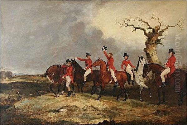 Lord Herries And Other Members Of The Maxwell Family Out Hunting Oil Painting by Dean Wolstenholme, Jr