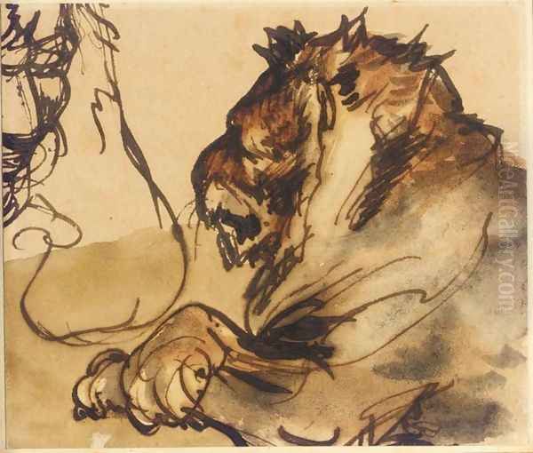 Croquis de lions Oil Painting by Theodore Gericault