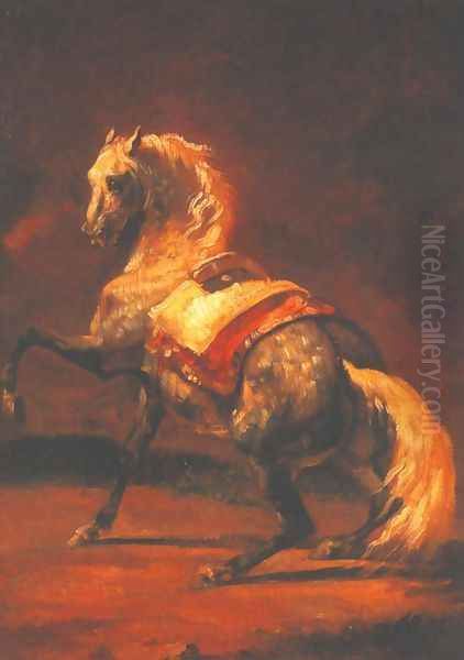 Grey Dapple Horse Oil Painting by Theodore Gericault