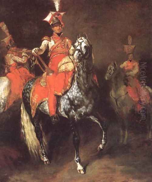 Mounted Trumpeters of Napoleon's Imperial Guard Oil Painting by Theodore Gericault