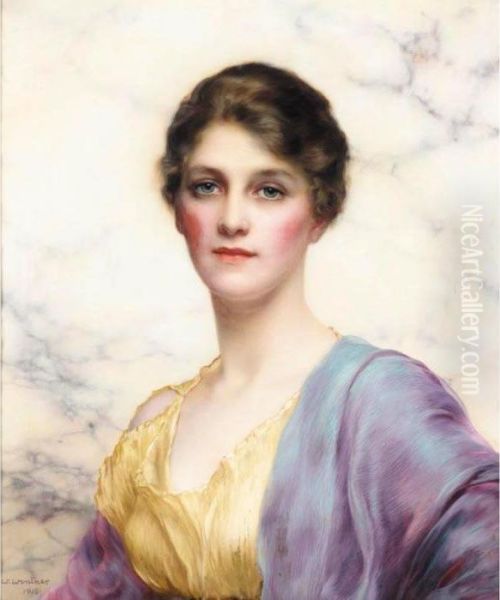 An Emerald-eyed Beauty Oil Painting by William Clarke Wontner