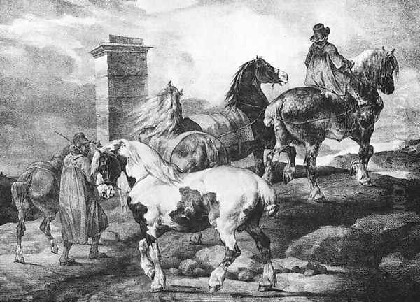 English Scenes - Horses Oil Painting by Theodore Gericault