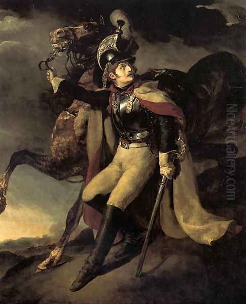 The Wounded Officer of the Imperial Guard Leaving the Battlefield 1814 Oil Painting by Theodore Gericault