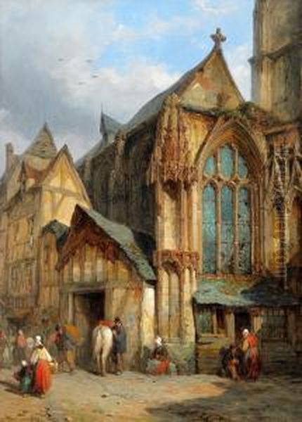 The Old Church Of S'etienne Oil Painting by Lewis John Wood