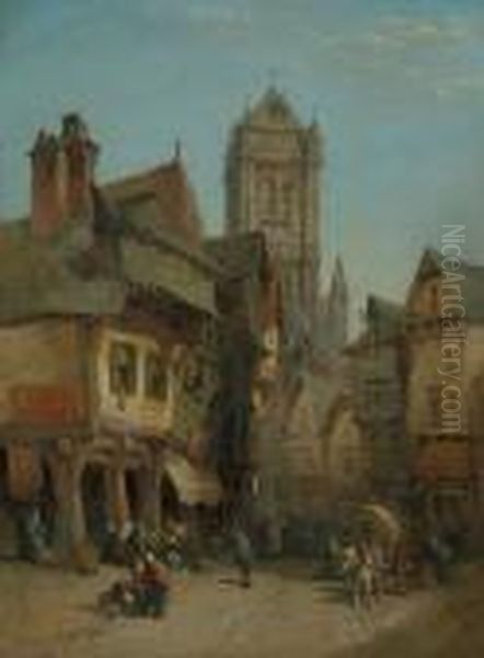 'place D'armes, Vitre, Brittany' Oil Painting by Lewis John Wood