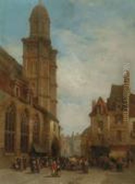 St Michael, Dijon, Burgundy Oil Painting by Lewis John Wood