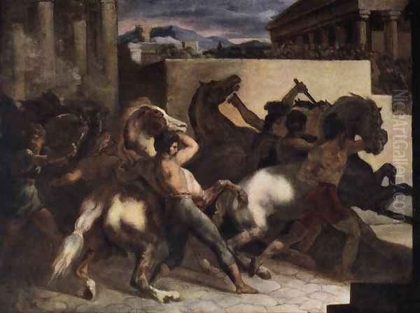 Riderless Horse Races 1817 Oil Painting by Theodore Gericault