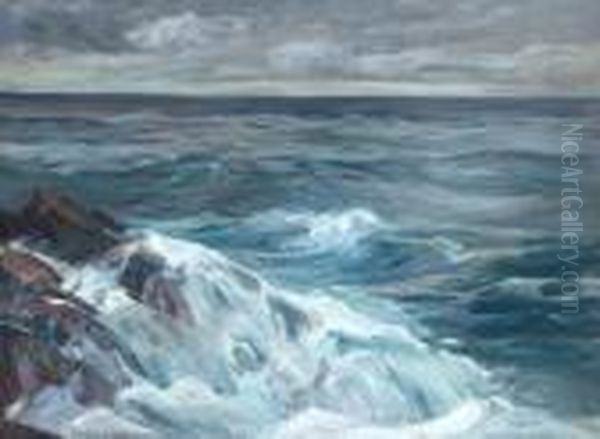 Ogunquit Surf Oil Painting by Charles Herbert Woodbury