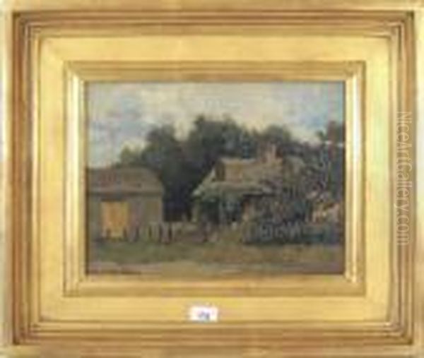 Cottage Scene Oil Painting by Charles Herbert Woodbury