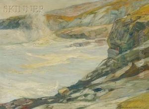 Spindrift Oil Painting by Charles Herbert Woodbury