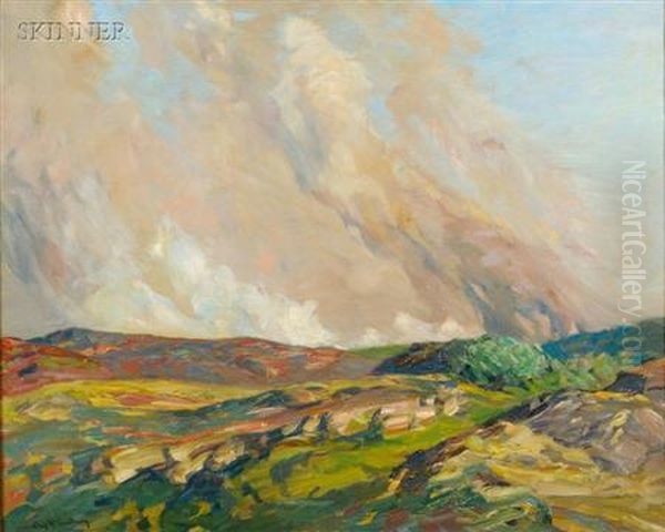 The Three Hills-fire Oil Painting by Charles Herbert Woodbury