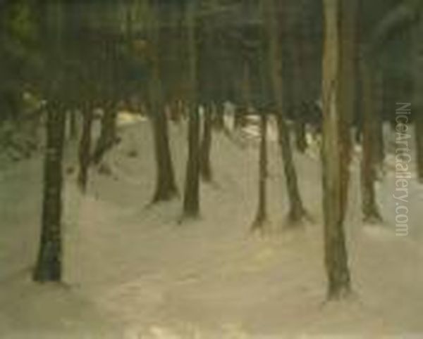 Woods Oil Painting by Charles Herbert Woodbury