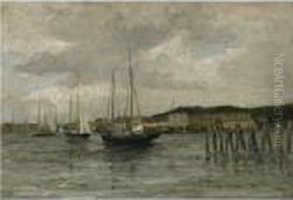 East Gloucester, Looking Toward Five Pound Island Oil Painting by Charles Herbert Woodbury