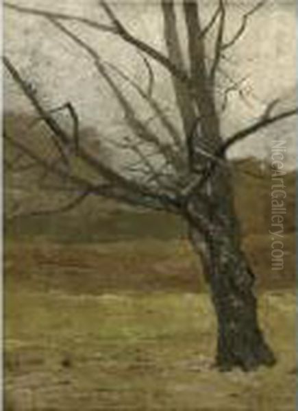 A Tree At The End Of Winter Oil Painting by Charles Herbert Woodbury