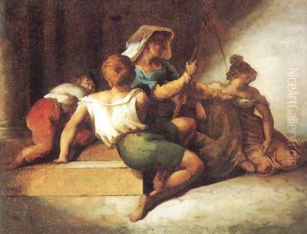 Italian Family Oil Painting by Theodore Gericault