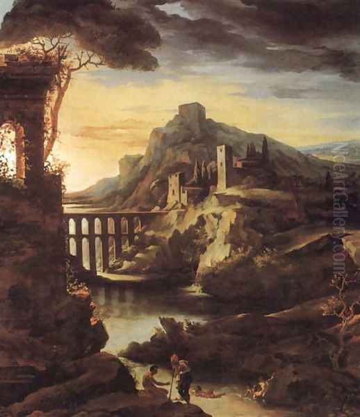 Landscape with an Aqueduct Oil Painting by Theodore Gericault