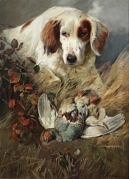 Setter With Game Oil Painting by William Arnold Woodhouse