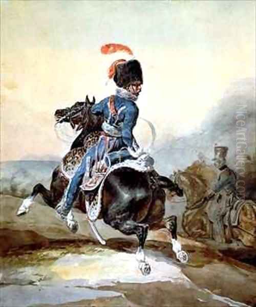 Artillery officer galloping to the left Oil Painting by Theodore Gericault