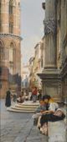 The Church Of The Frari And School Of San Rocco, Venice Oil Painting by Henry Woods