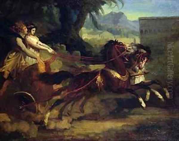 Ancient Chariot Race Oil Painting by Theodore Gericault