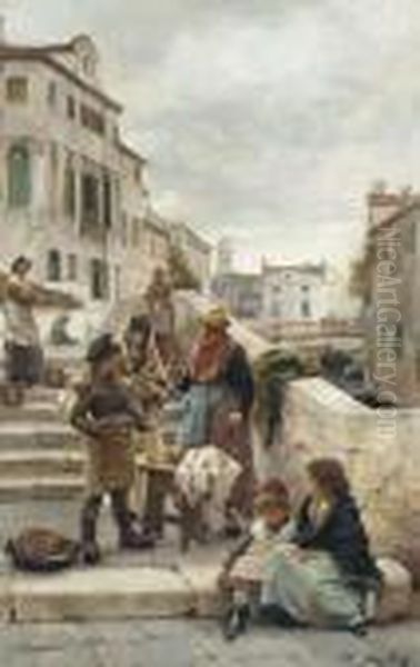 Bartering Oil Painting by Henry Woods