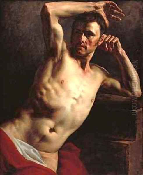 Male nude half length Oil Painting by Theodore Gericault