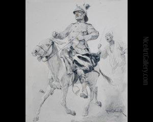 British Officer In North Africa On A Mule Oil Painting by Richard Caton Woodville