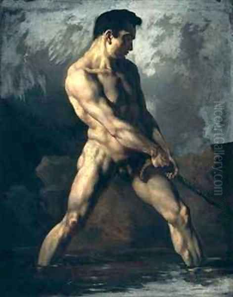 Study of a Male Nude Oil Painting by Theodore Gericault