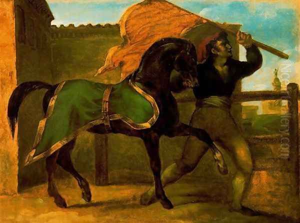 The horses race Oil Painting by Theodore Gericault