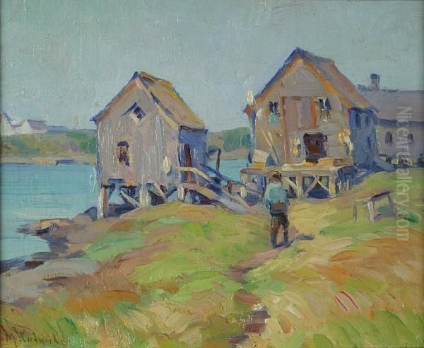 Provincetown Shore Huts Oil Painting by Mabel May Woodward